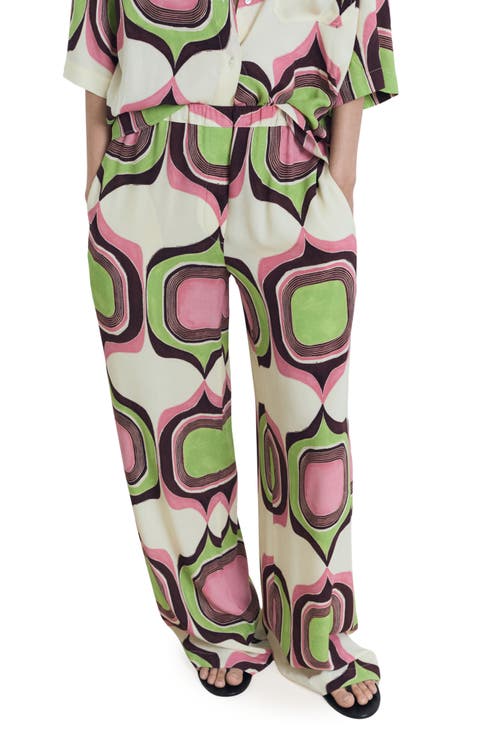 Geometric Print Straight Leg Pants