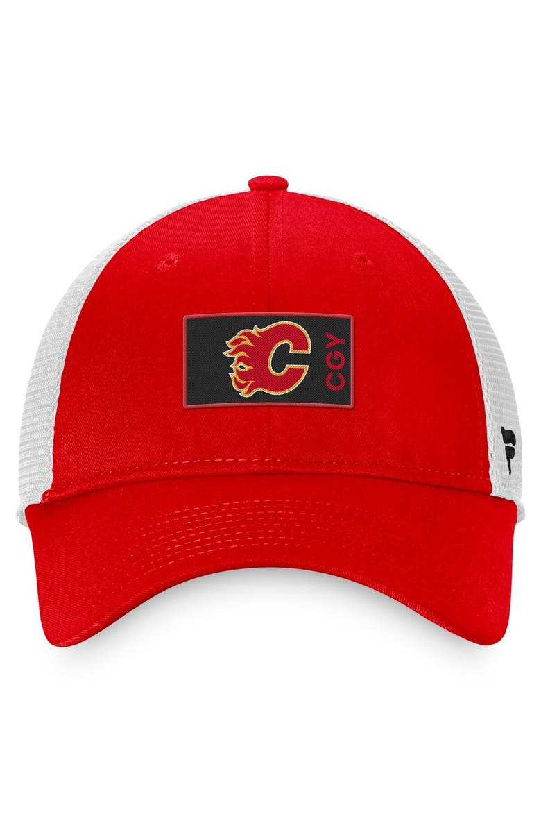 FANATICS Men's Fanatics Branded Red Calgary Flames Authentic Pro Rink Trucker Snapback Hat, Alternate, color, 