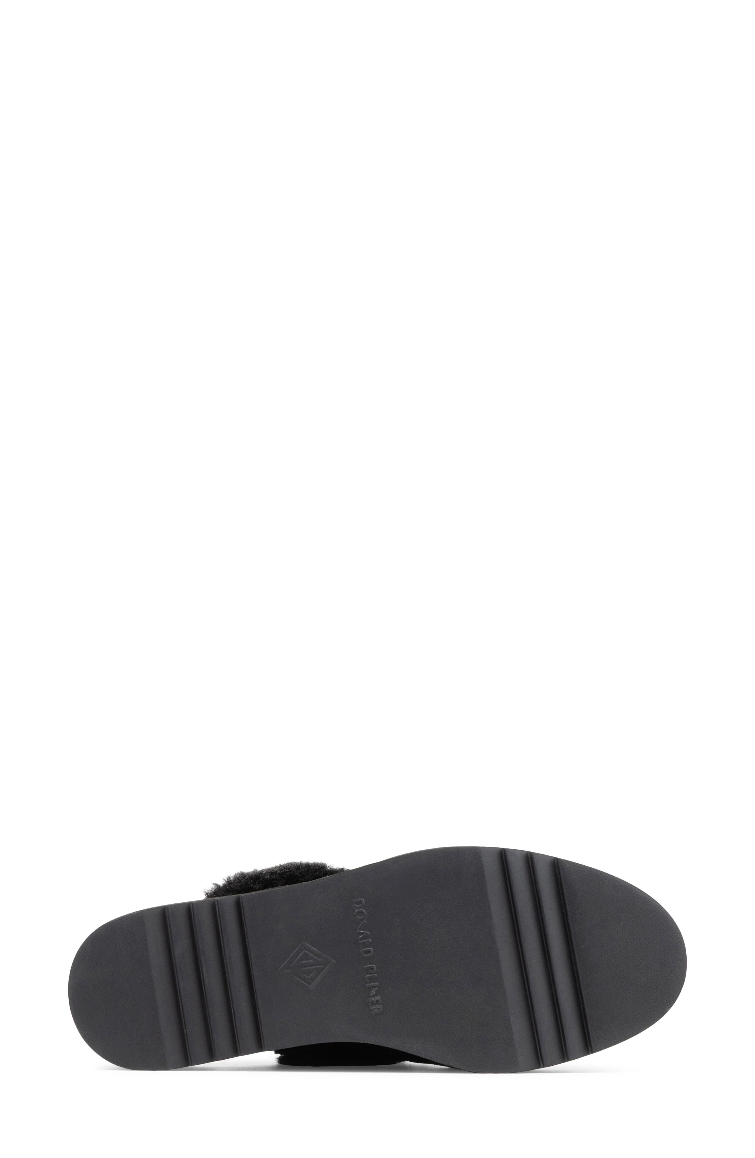 Elate Faux Shearling Trim Wedge Mule, Alternate, color, BLACK