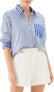 FIFTEEN TWENTY Leighton Ruched Sleeve Stripe Shirt