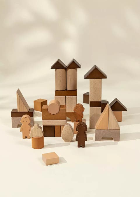 Premium Wooden Construction Blocks Set - 56pcs