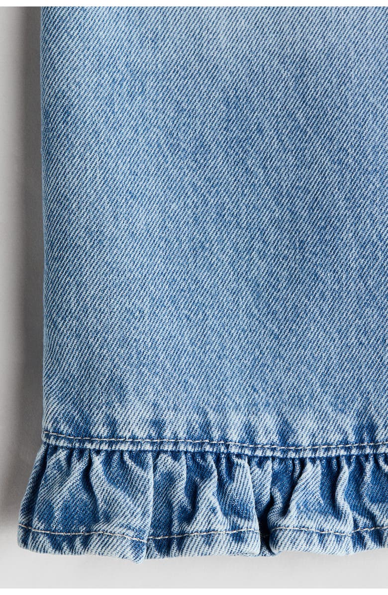 H&M Frill-trimmed Cotton Trousers, Alternate, color, Light Denim Blue