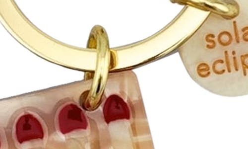 Solar Eclipse Hand Painted Matchbox Key Chain Bag Charm In Gold