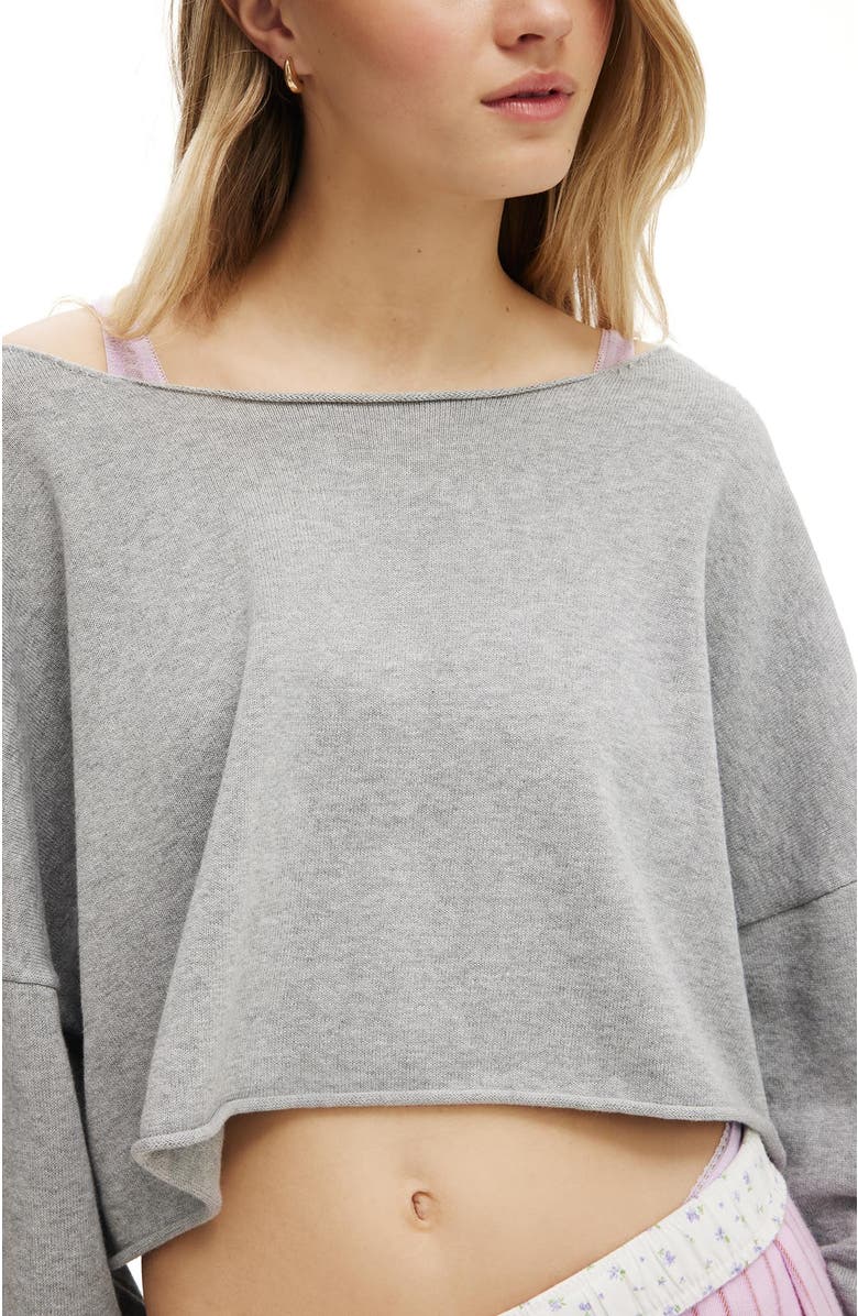 Body Women's Off The Shoulder Cropped Knit, Alternate, color, Grey Marle