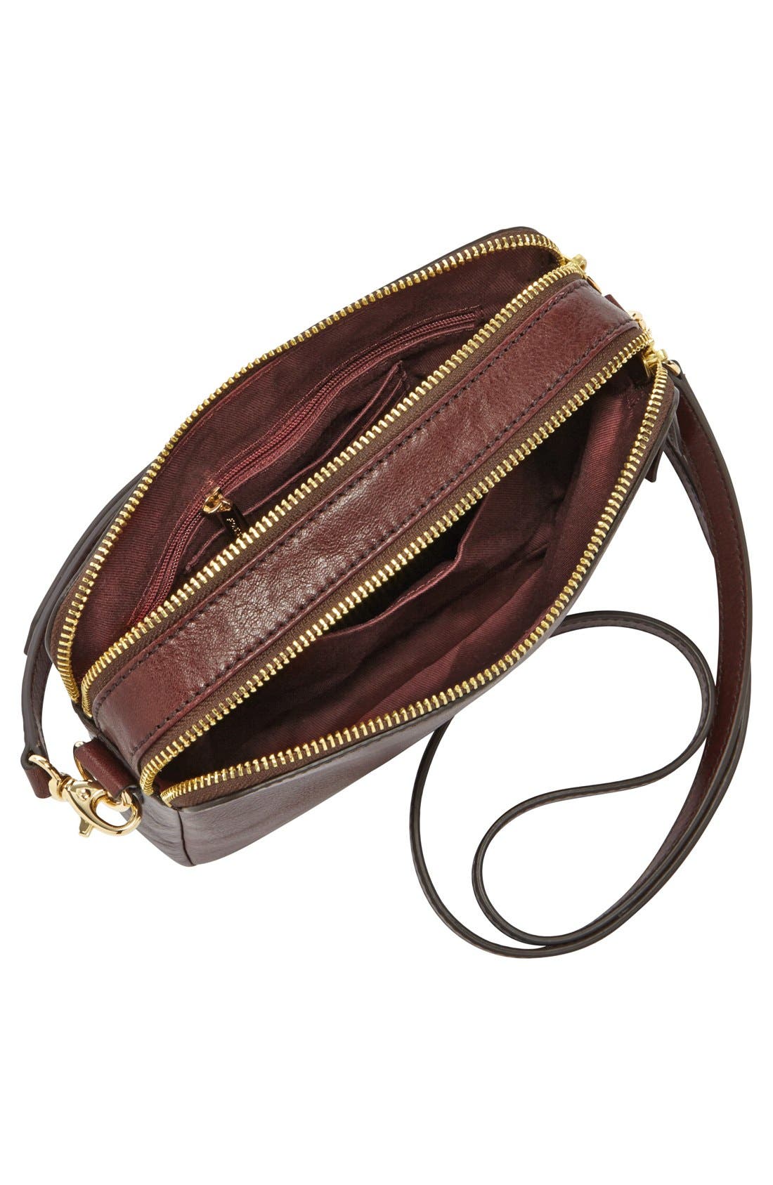'Sydney' Leather Crossbody Bag, Alternate, color, RAISIN
