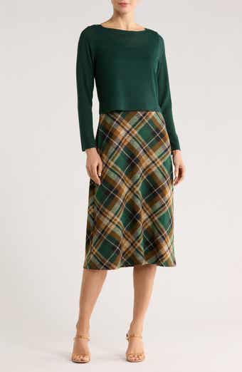 Connected Apparel Long Sleeve Twofer Midi Dress