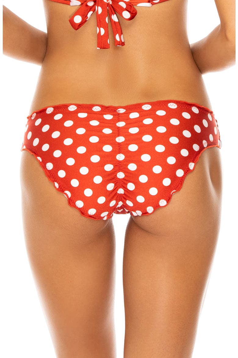 Ruched Back Bikini Bottoms, Alternate, color, OLE RED