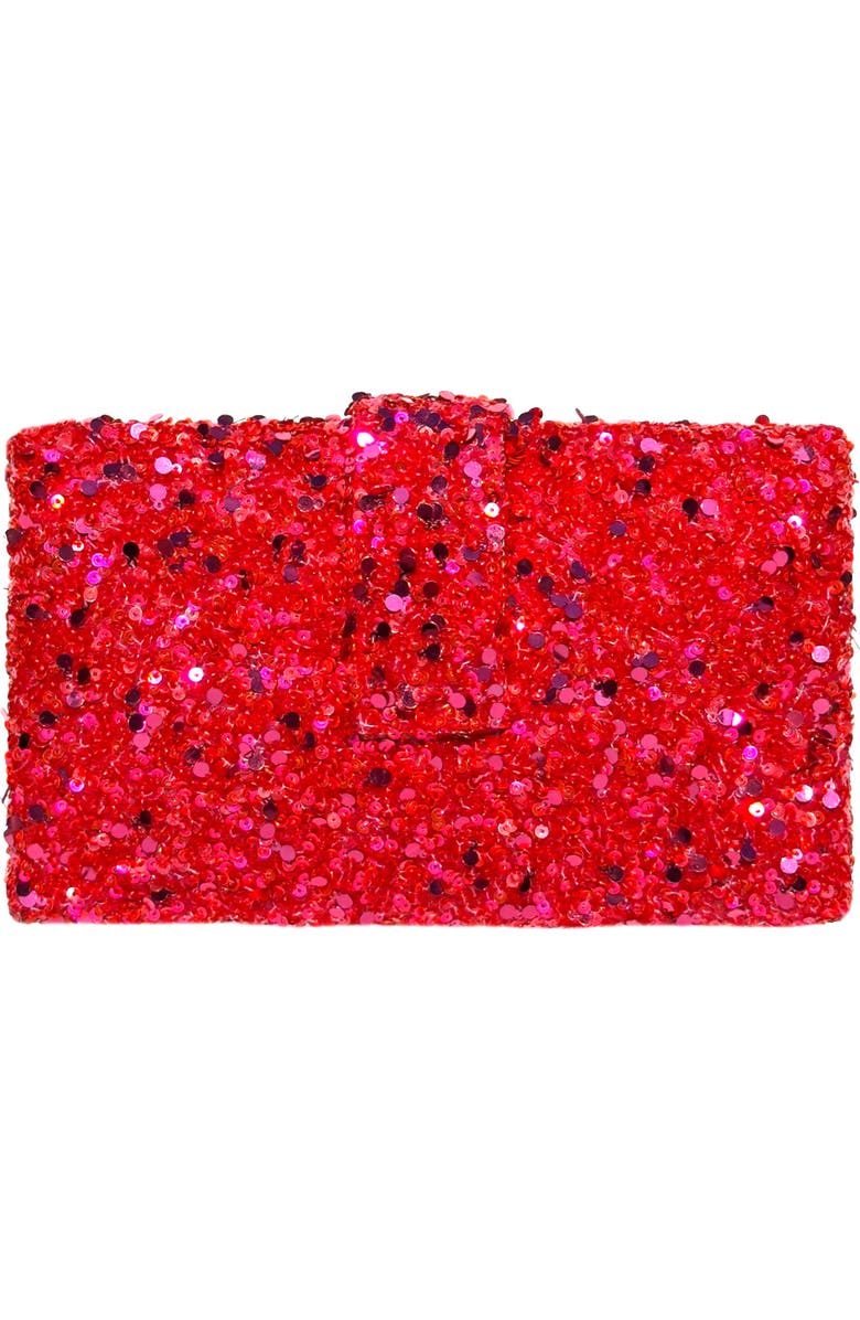 Simitri Classic Sequin Kitsch Clutch, Main, color, Berry