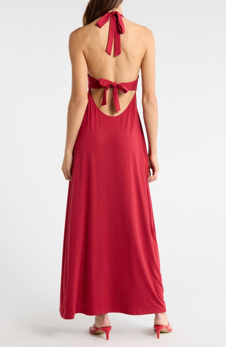 PacSun Third Charm Alexa Halter Maxi Dress, Alternate, color, Wine