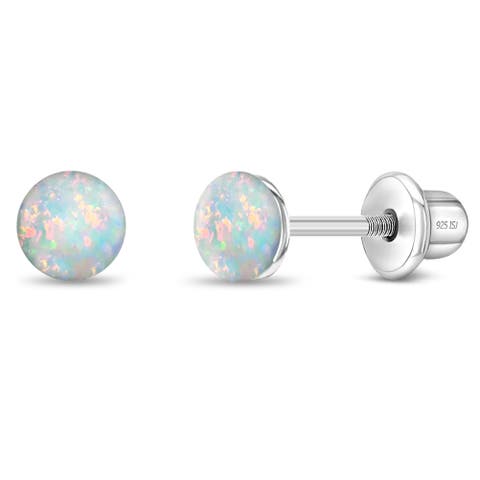 Opal Button Earrings