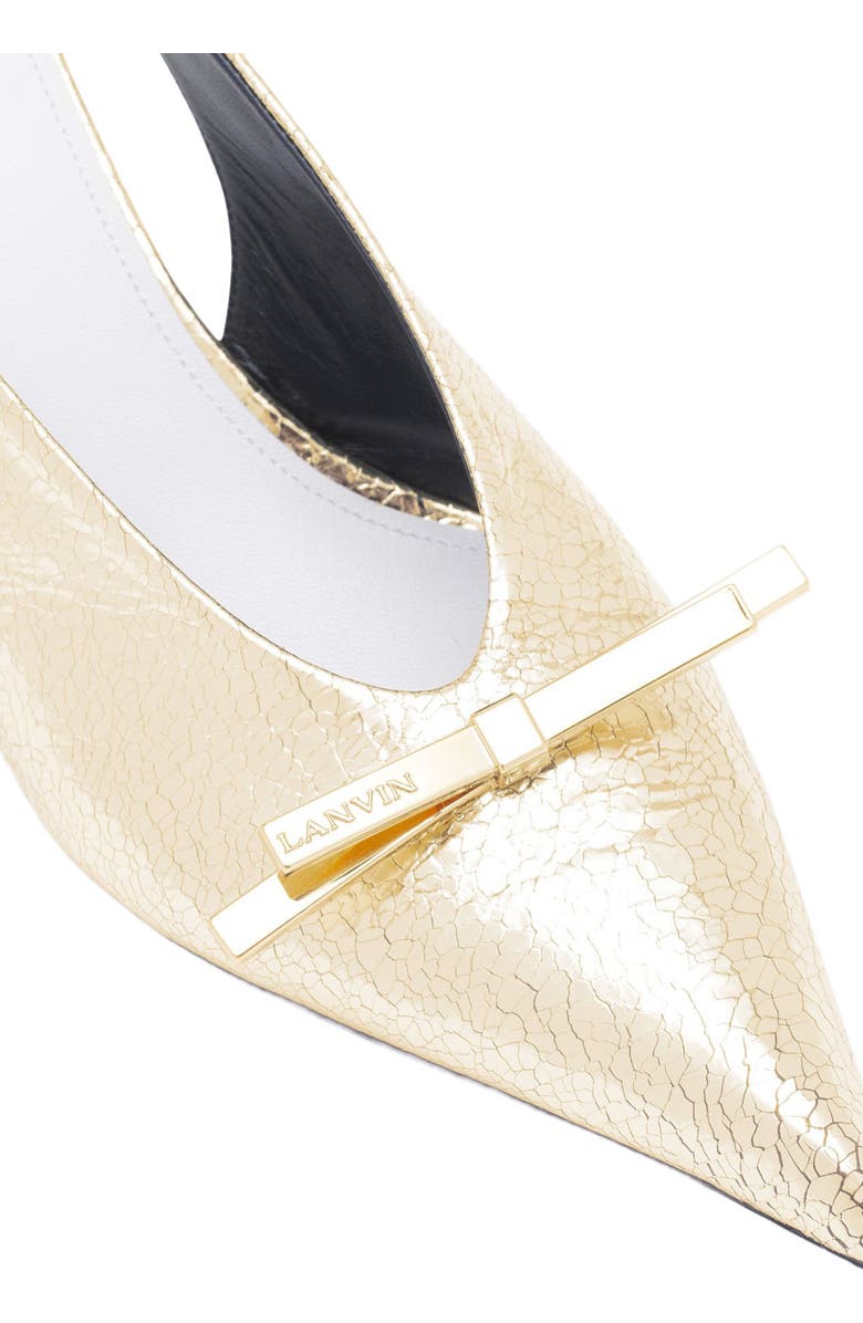 Lanvin BOW SLINGBACK PUMPS IN CRACKLED METALLIC LEATHER, Alternate, color,
