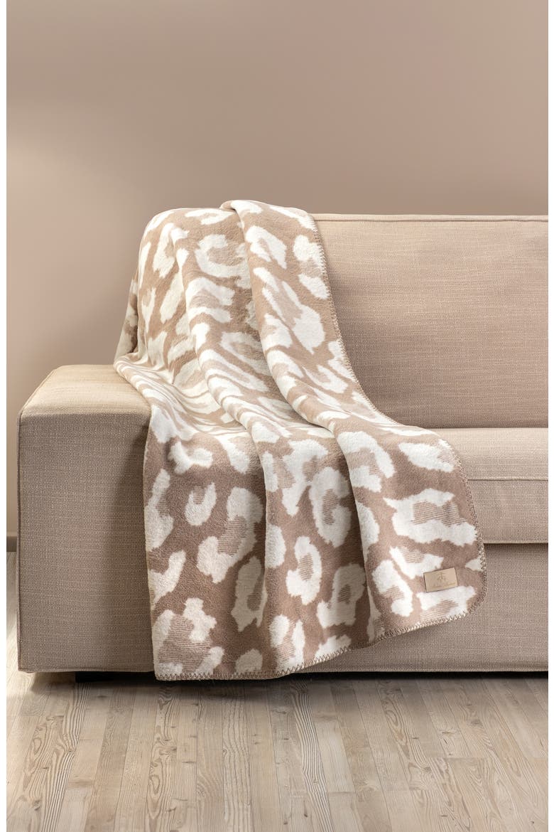 Leopard Print Throw Blanket, Alternate, color, BEIGE