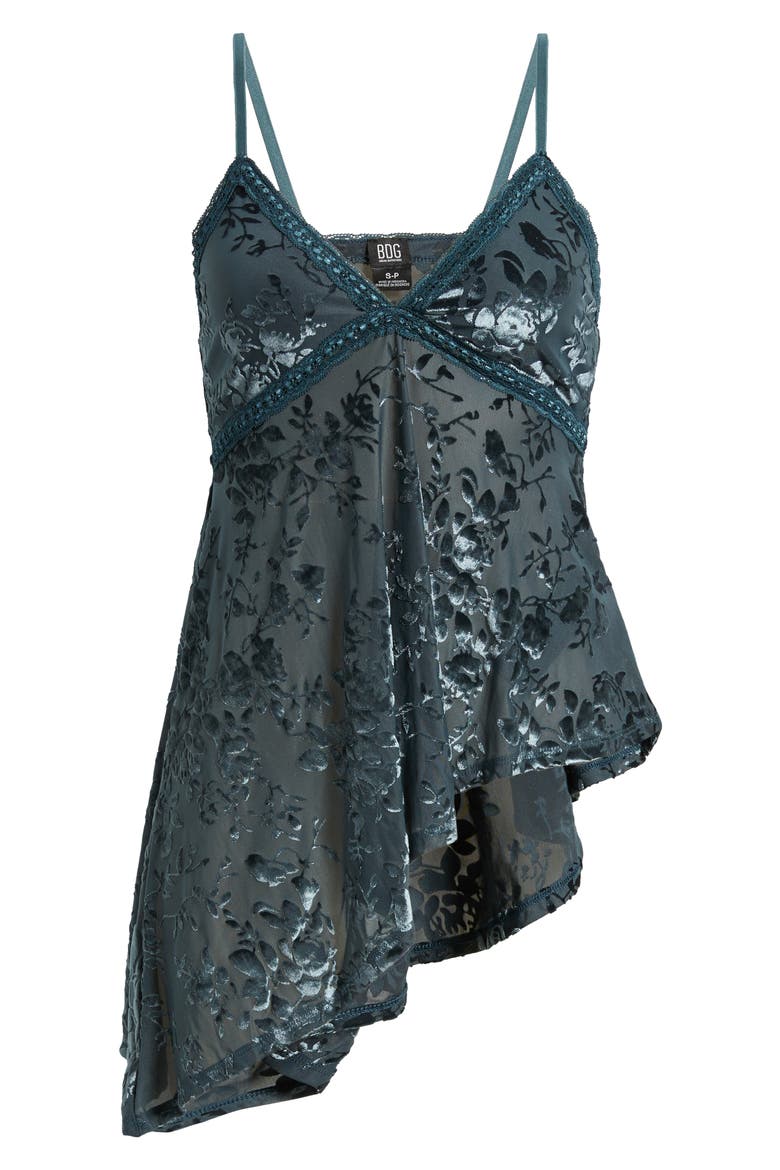 Estelle Burnout Asymmetrical Hem Camisole, Main, color, TEAL