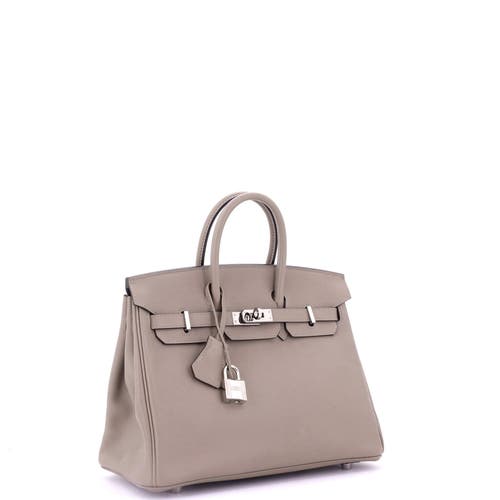 Pre-owned Hermes  Hermes Birkin Handbag Grey Swift With Palladium Hardware 25 In Gray