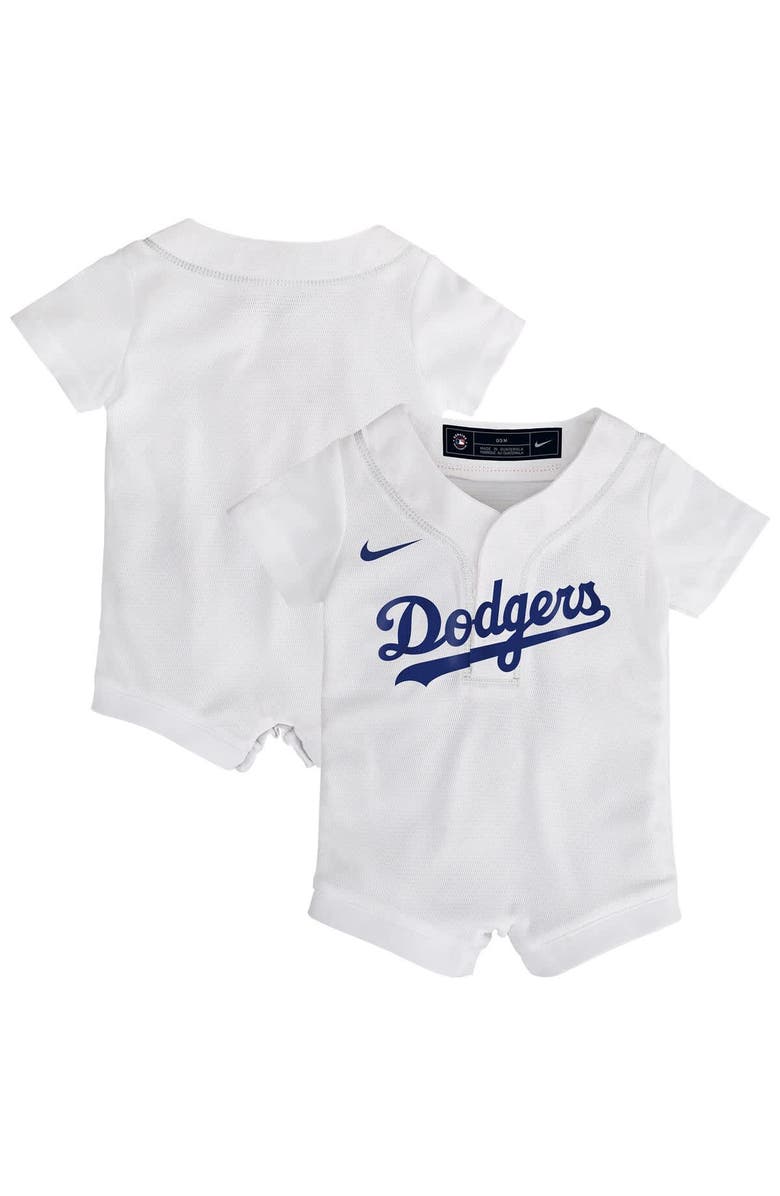 Nike Newborn Nike White Los Angeles Dodgers Home Replica Romper Jersey, Main, color, White