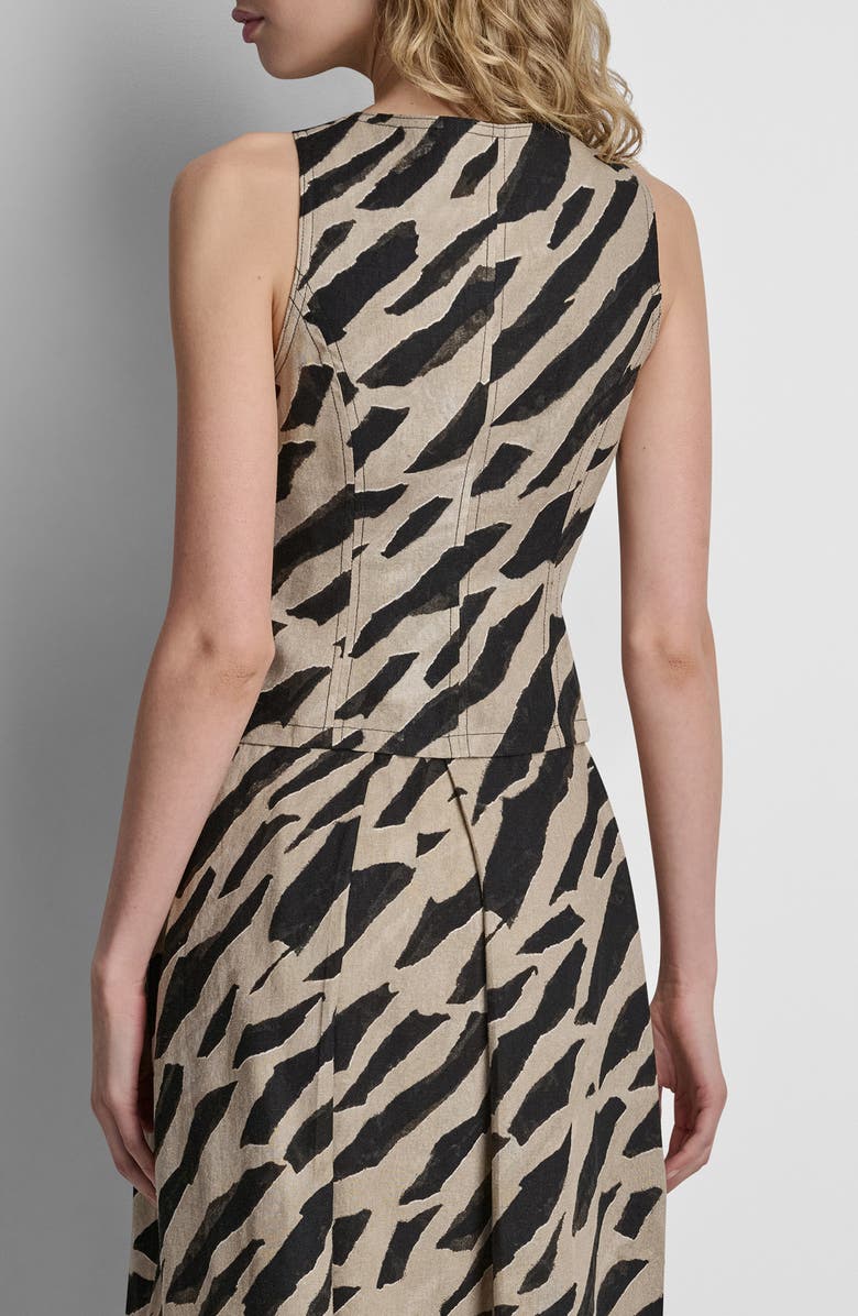 DKNY Animal Print Sleeveless Zip Top, Alternate, color, Geo Animal