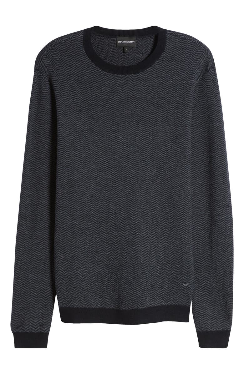 Emporio Armani Chevron Wool Crewneck Sweater, Alternate, color,