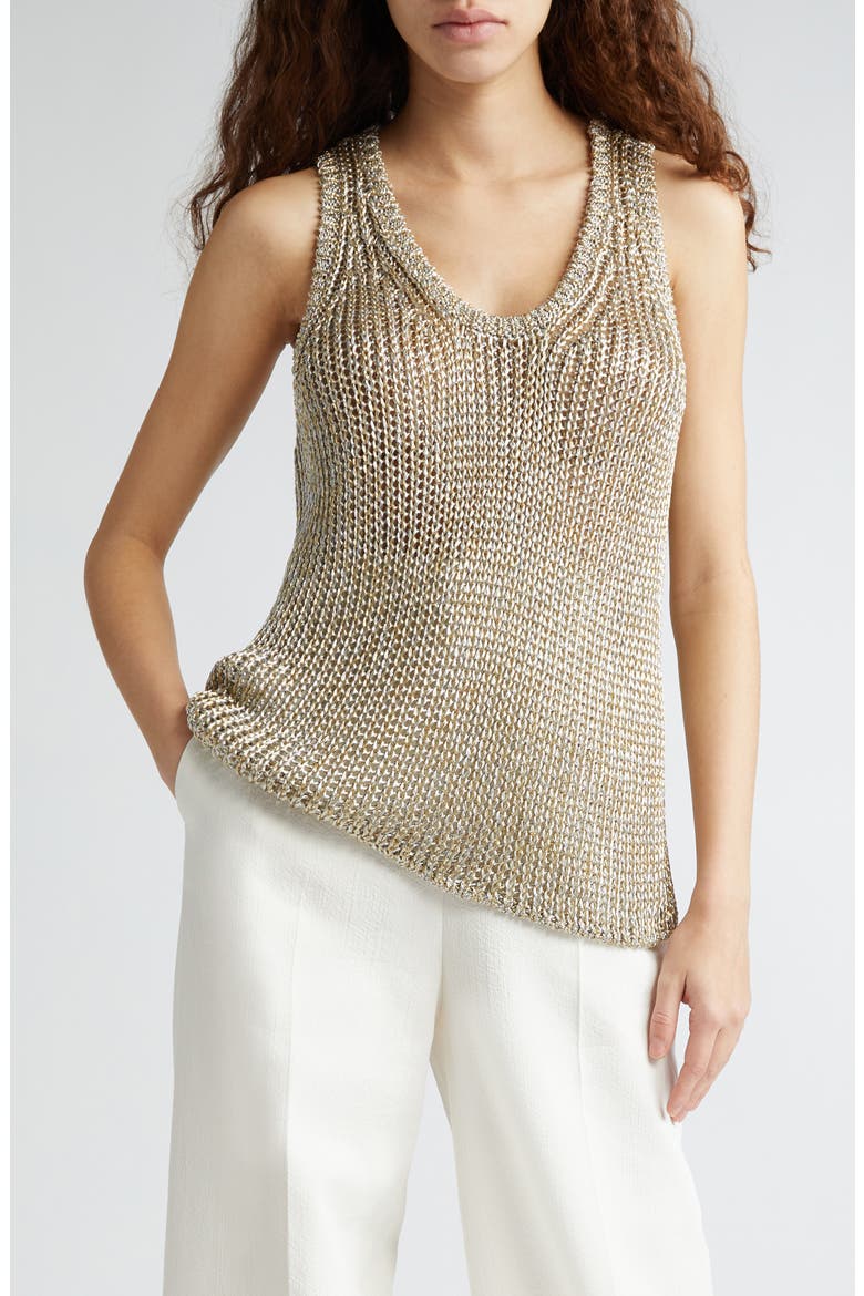 Metallic Sweater Tank, Main, color, 8945 - SILVER/ GOLD
