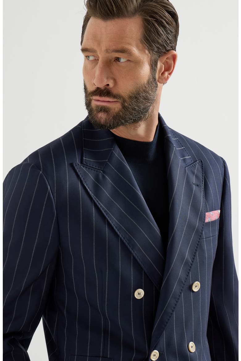 Wide chalk stripe blazer, Alternate, color, Blue