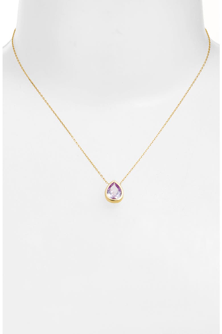 Pear Cubic Zirconia Bezel Pendant Necklace, Alternate, color, GOLD/ PURPLE