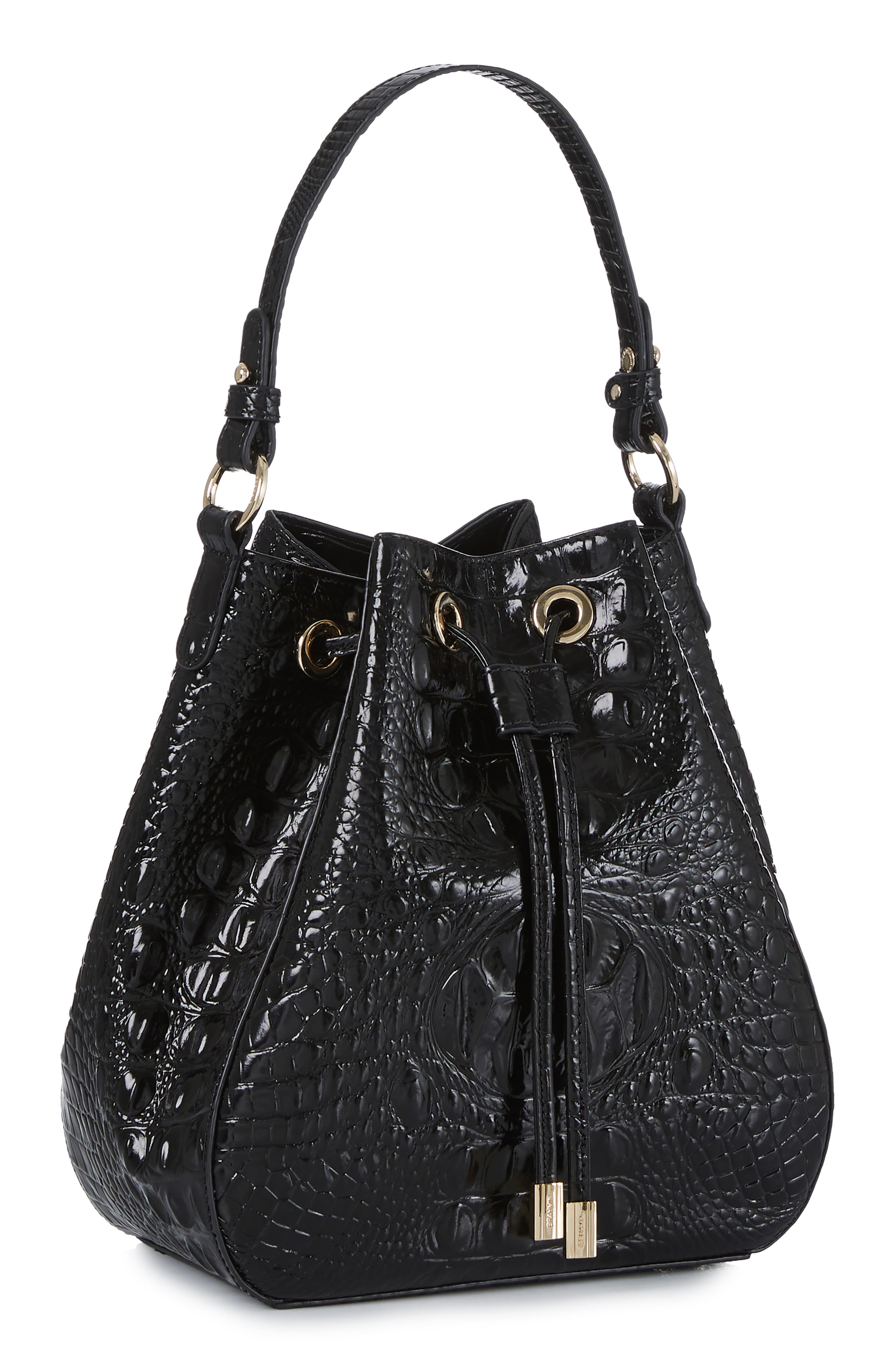 Brahmin Melinda Croc Embossed Leather Bucket Bag, Alternate, color, 