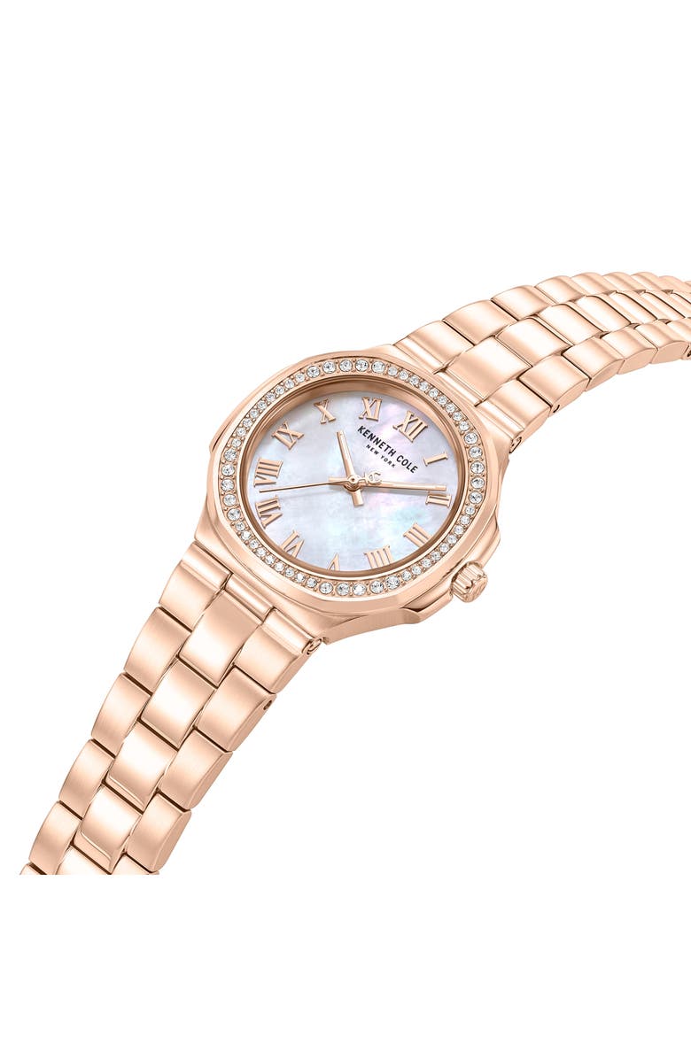 Kenneth Cole New York Mother-of-Pearl & Crystal Bracelet Watch, 33mm, Alternate, color, Pink / Rose Gold