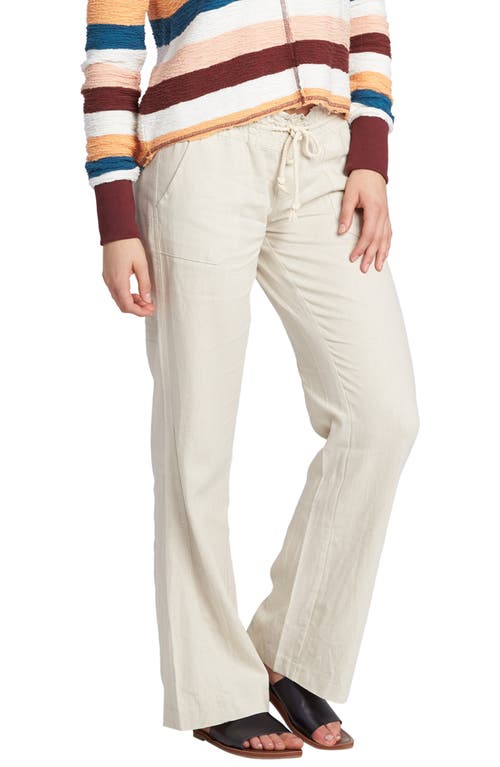 Roxy Oceanside Linen Blend Beach Pants In Stone