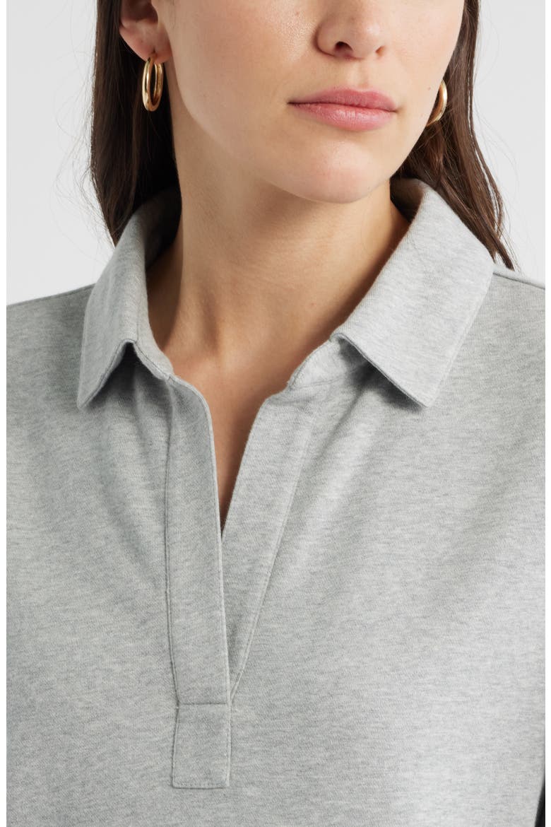 Long Sleeve French Terry Polo Dress, Alternate, color, GREY HEATHER