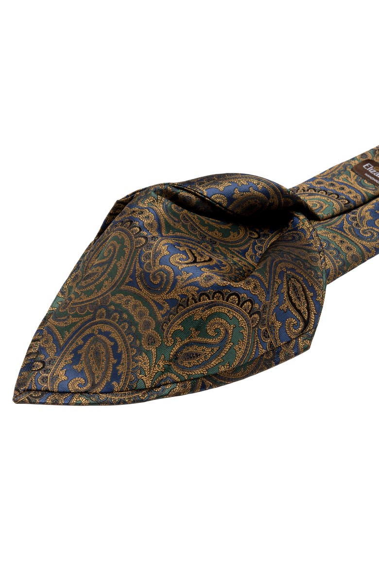 San Carlo - Extra Long Silk Jacquard Tie for Men, Alternate, color, Emerald and Sapphire