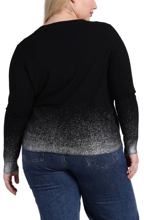 Minnie Rose Gradient Metallic Cardigan In Black/platinum