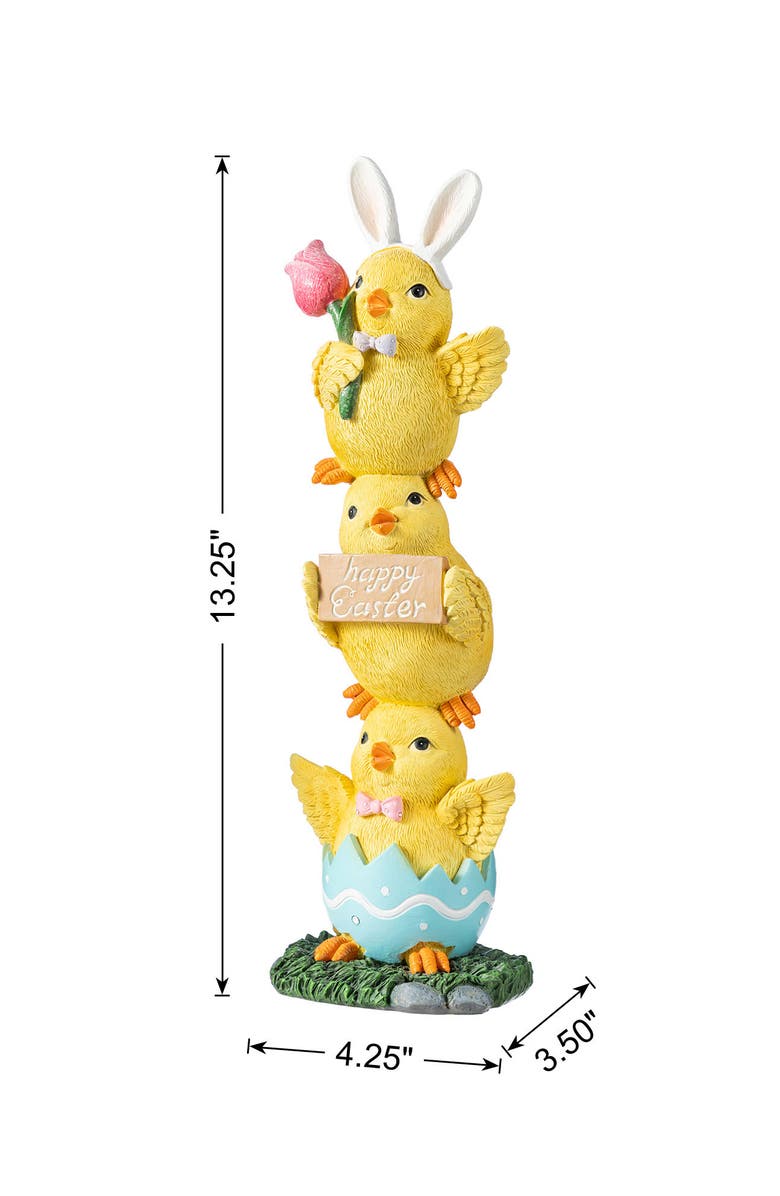 Glitzhome Easter Resin Stackable Chickens Table Decor, Alternate, color, Yellow