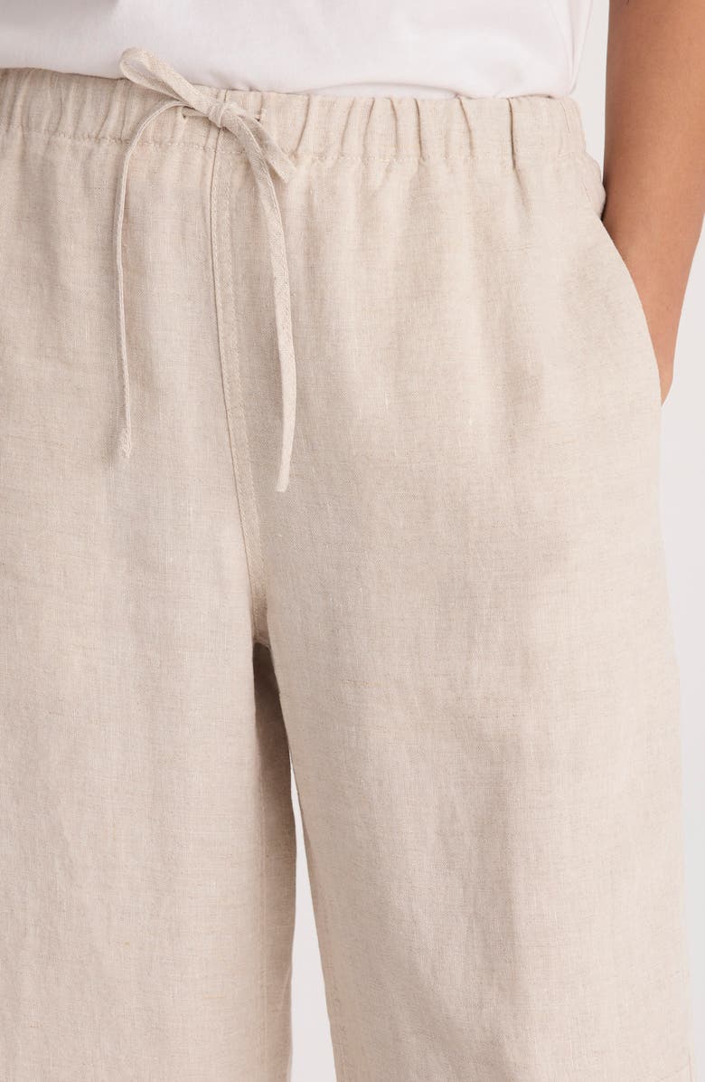 Madewell Pull-On Linen Pants, Alternate, color, Oat
