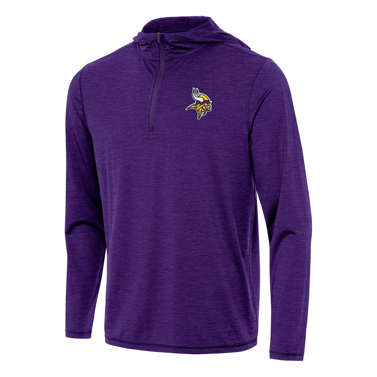 Men's Antigua Heather Purple Minnesota Vikings Tidy Quarter-Zip Pullover Hoodie