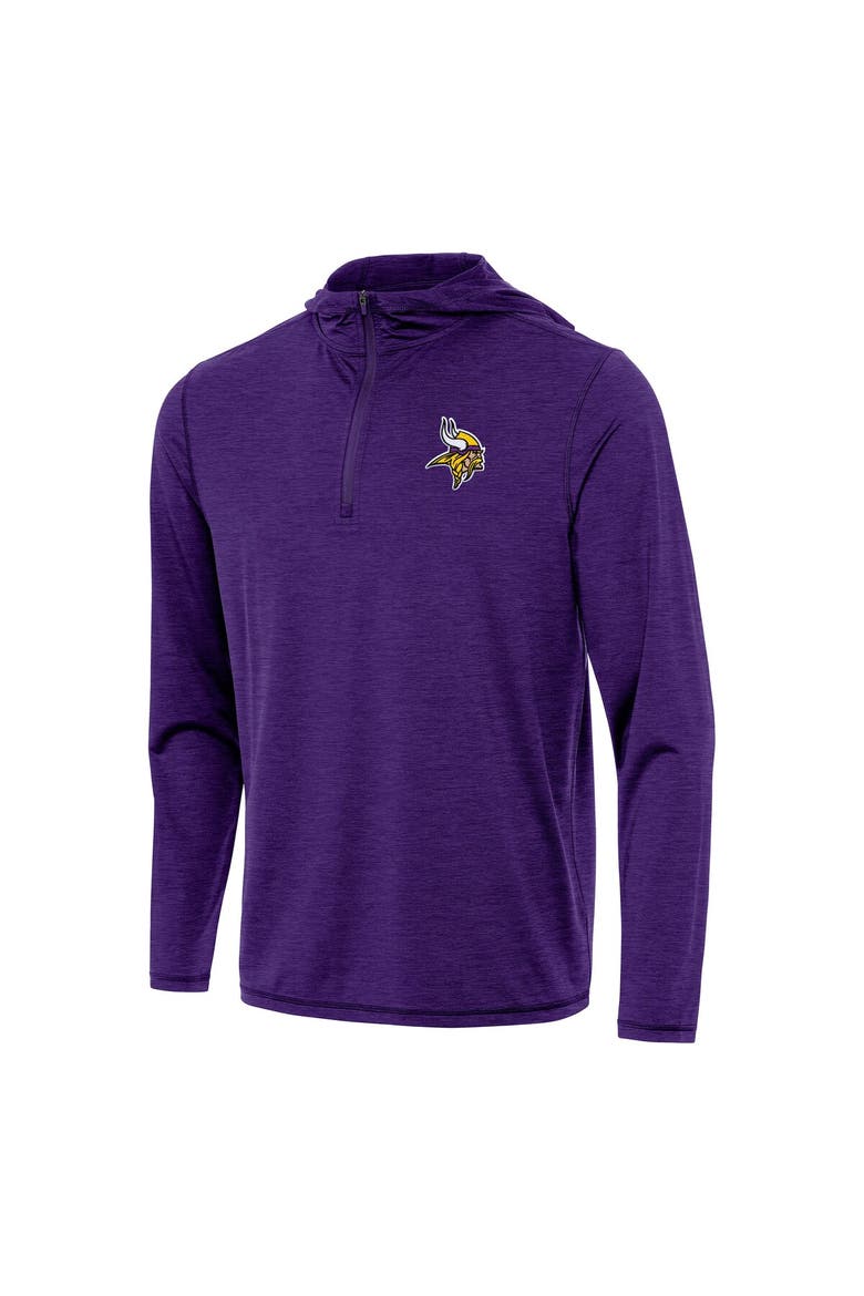Men's Antigua Heather Purple Minnesota Vikings  Tidy Quarter-Zip Pullover Hoodie, Main, color, Heather Purple