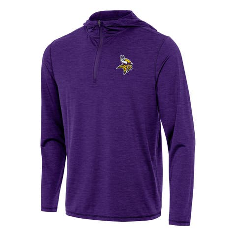 Men's Antigua Heather Purple Minnesota Vikings  Tidy Quarter-Zip Pullover Hoodie