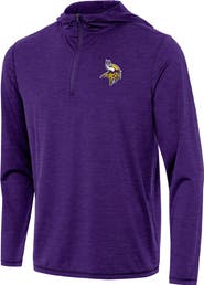 ANTIGUA Men's Antigua Heather Purple Minnesota Vikings Tidy Quarter-Zip Pullover Hoodie