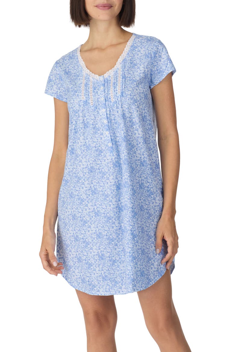Cotton Jersey Short Nightgown, Main, color, BLUE PRINT