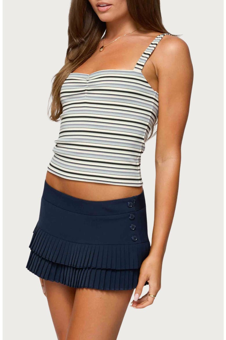 Adelia Stripe Ruched Crop Camisole, Alternate, color, BLACK-AND-WHITE