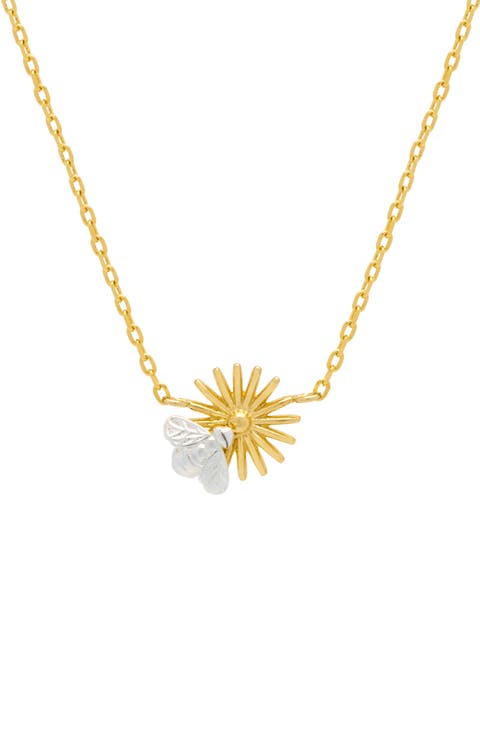 Flower & Bee Charm Necklace