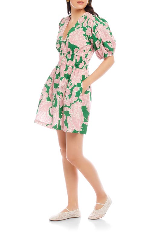 Fifteen Twenty Penelope Shirred Waist Mini Dress In Paisley