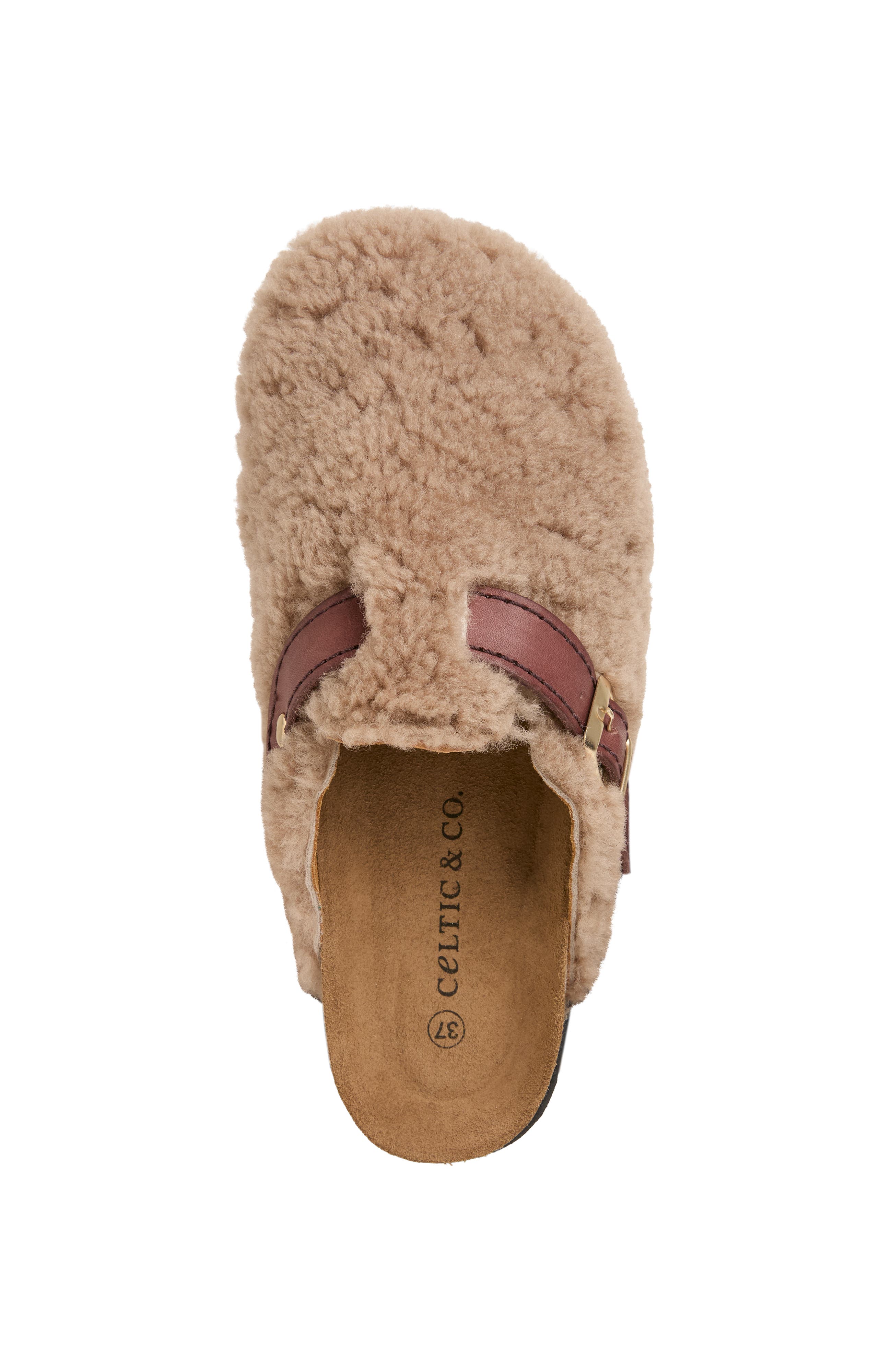 Leather Strap Teddy Clogs, Alternate, color, Beige