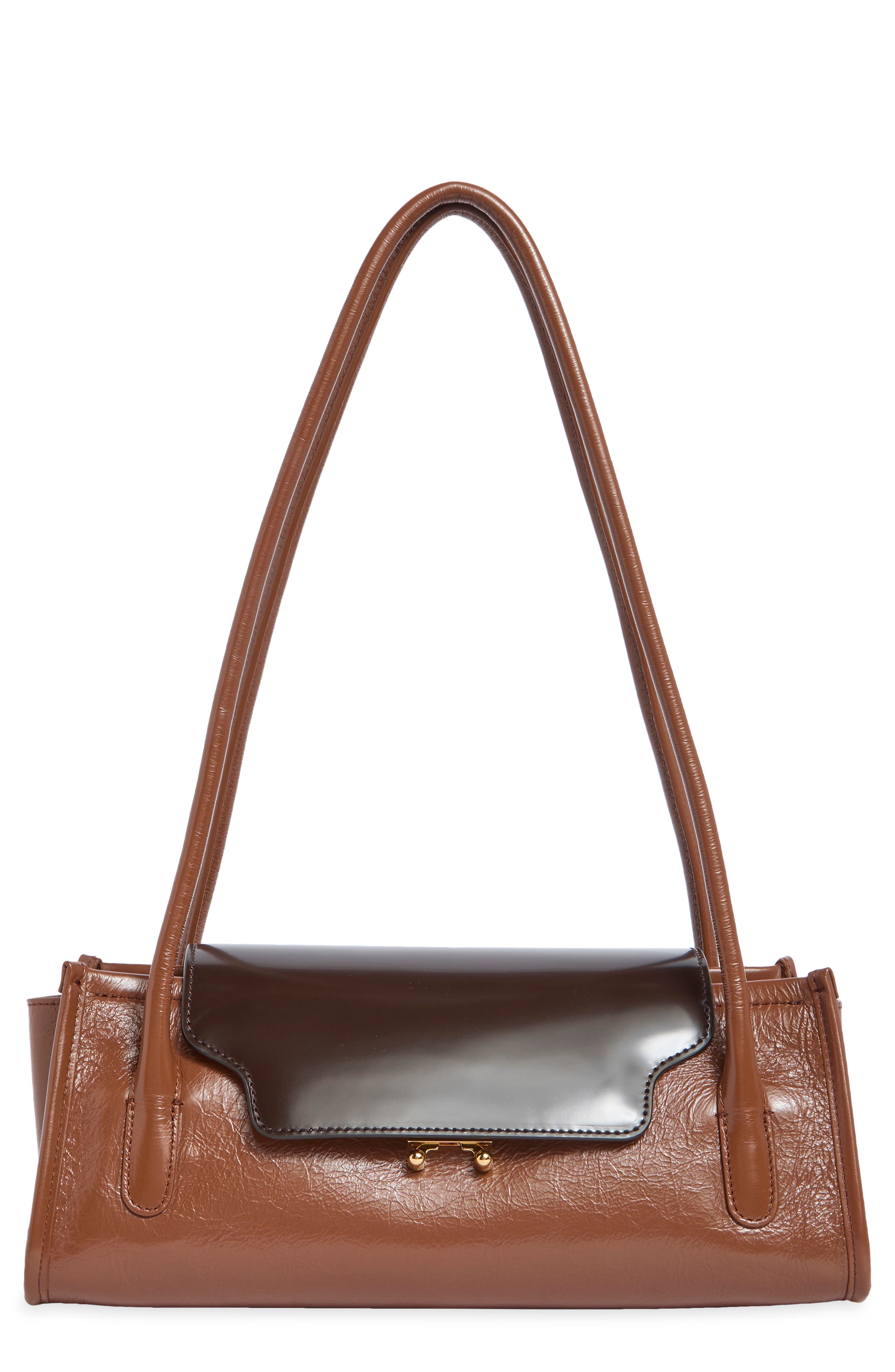 Trunkette Leather Shoulder Bag, Main, color, ZP312 RAW SIENNA/ REDWOOD