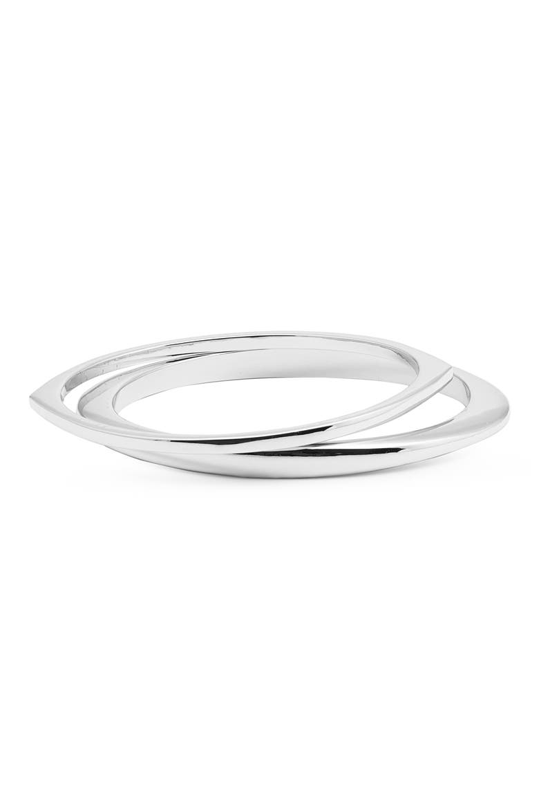 Set of Two Pointed Oval Bangles, Main, color, SILVER