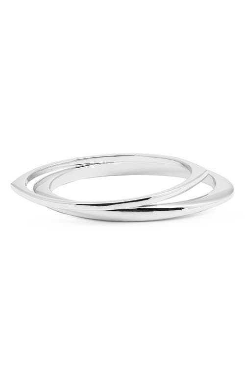 Open Edit Set Of Two Pointed Oval Bangles In Silver