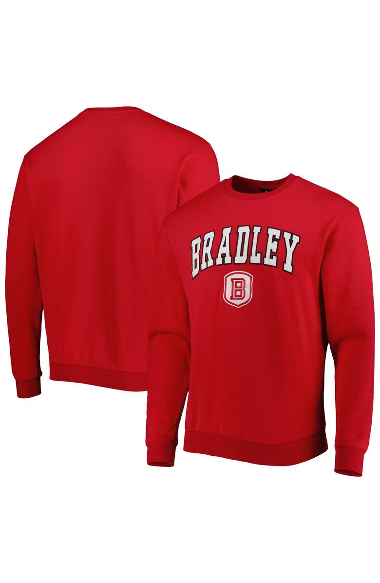 COLOSSEUM Men's Colosseum Red Bradley Braves Arch Over Logo Pullover Sweatshirt, Main, color, Red
