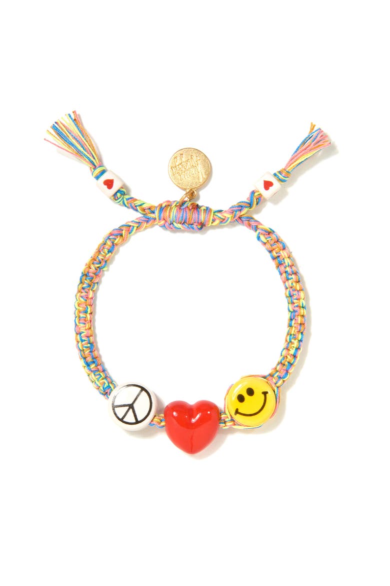 Peace, Love, and Happiness Bracelet, Main, color, Rainbow