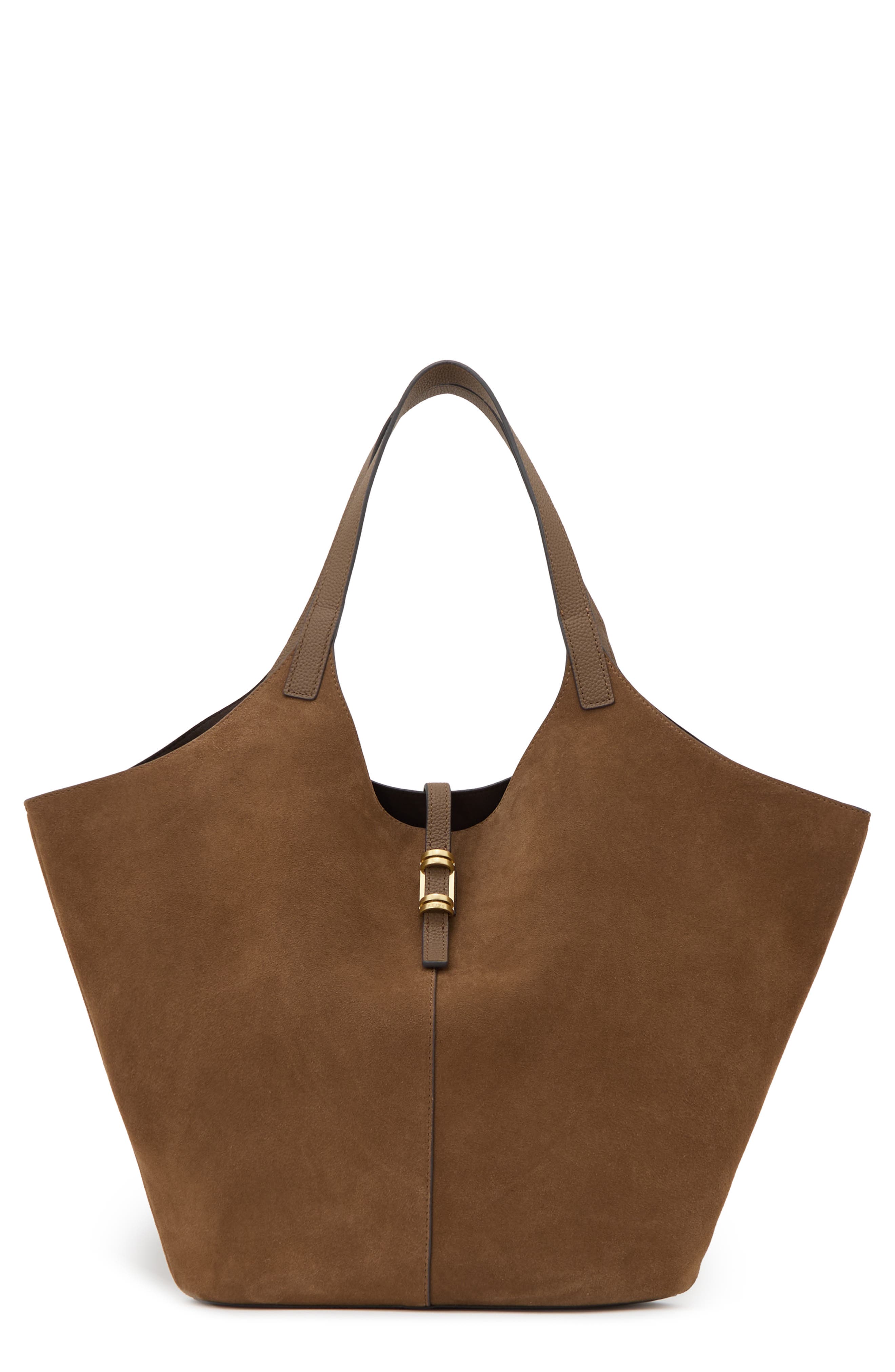 Reiss Lyra Leather & Suede Tote, Main, color, Tan