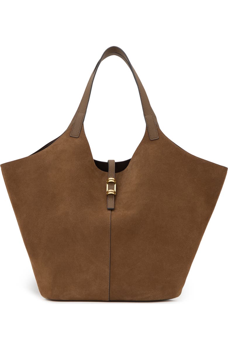 Reiss Lyra Leather & Suede Tote, Main, color, Tan