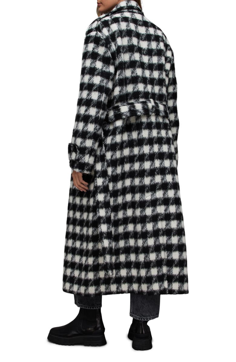 AllSaints Haithe Check Coat, Alternate, color, Black/ White