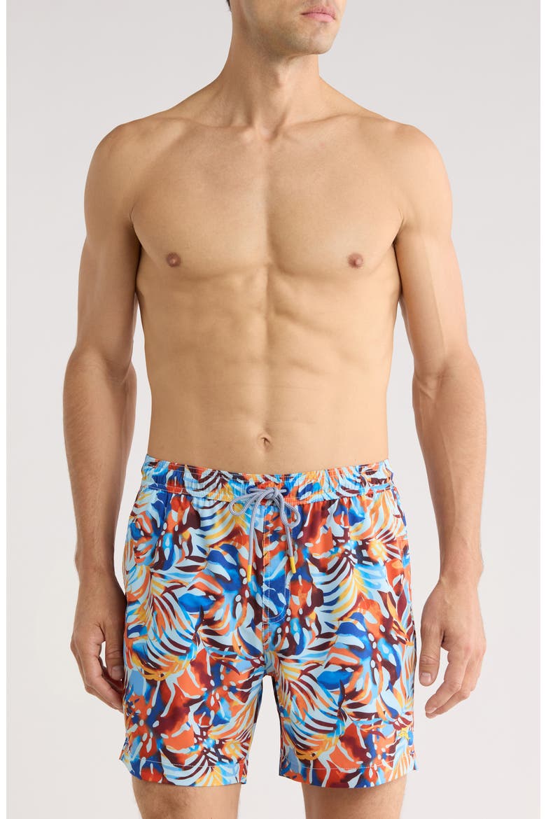 Naples Royal Palms Swim Trunks, Main, color, AQUA MIST